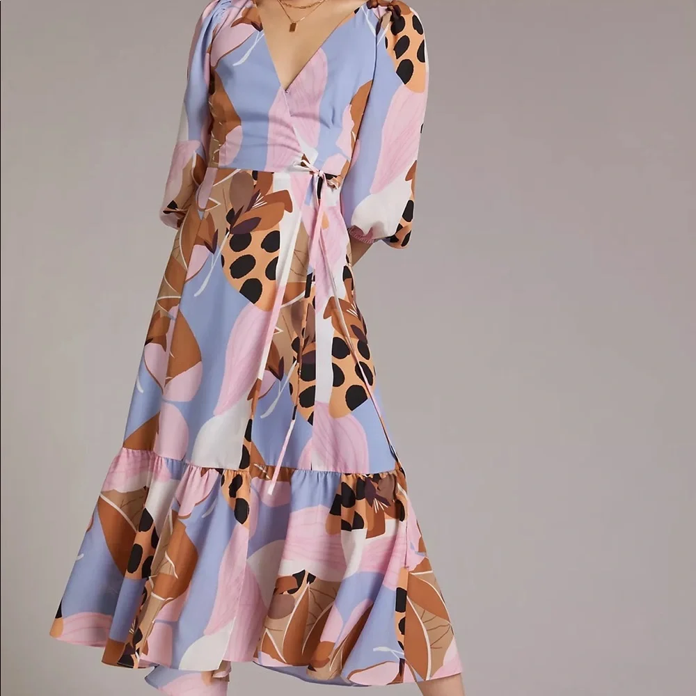 Anthropologie Bloom Wrap Midi Dress Hutch